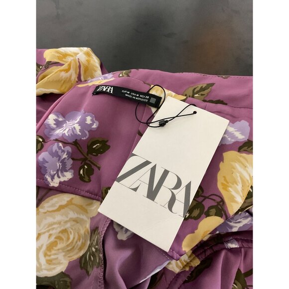 ZARA Printed Corset Style Midi Dress New in Purple size Medium - Picture 10 of 13